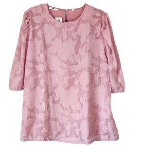 Zeagoo Womens Shirt Scoop Neck 3/4 Sleeve Lined Blouse‎ Pink Size XXL NEW
